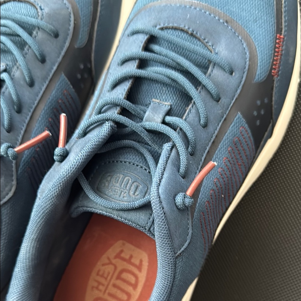 Hey Dude Blue and White Sneakers with Minimalist Design- worn once - Picture 3 of 7